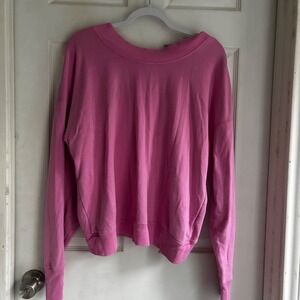Aerie OFFLINE Pink Twist Front Open Back Sweatshirt Pullover Women's L